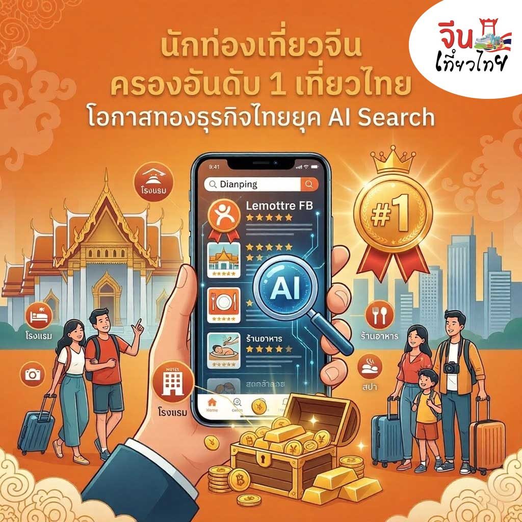 นักท่องเที่ยวจีน ครองอันดับ 1 เที่ยวไทย โอกาสทองธุรกิจไทยยุค AI Search