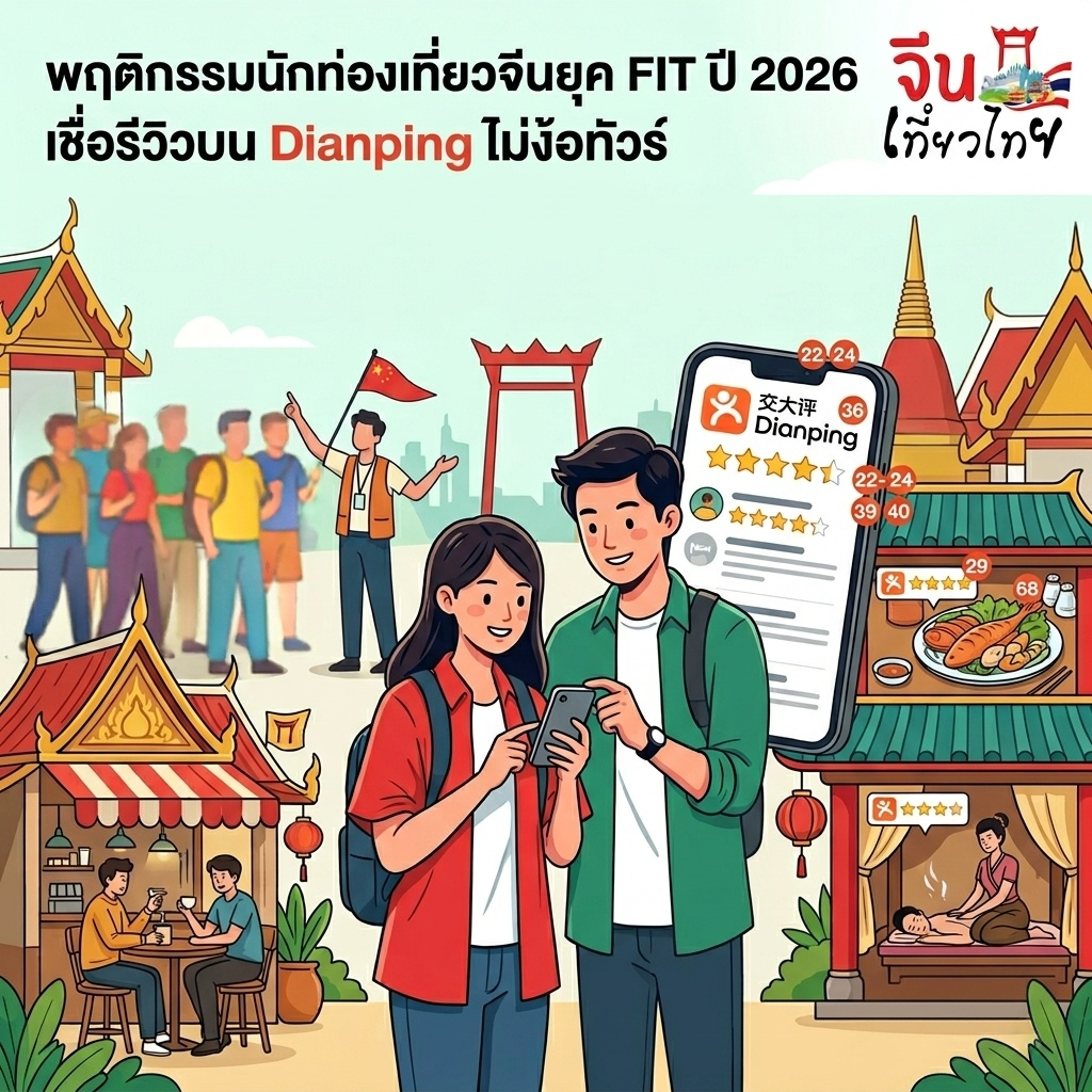 พฤติกรรมนักท่องเที่ยวจีนยุค FIT ปี 2026 ไม่ง้อทัวร์ แต่เชื่อรีวิวบน Dianping มากกว่าโฆษณา