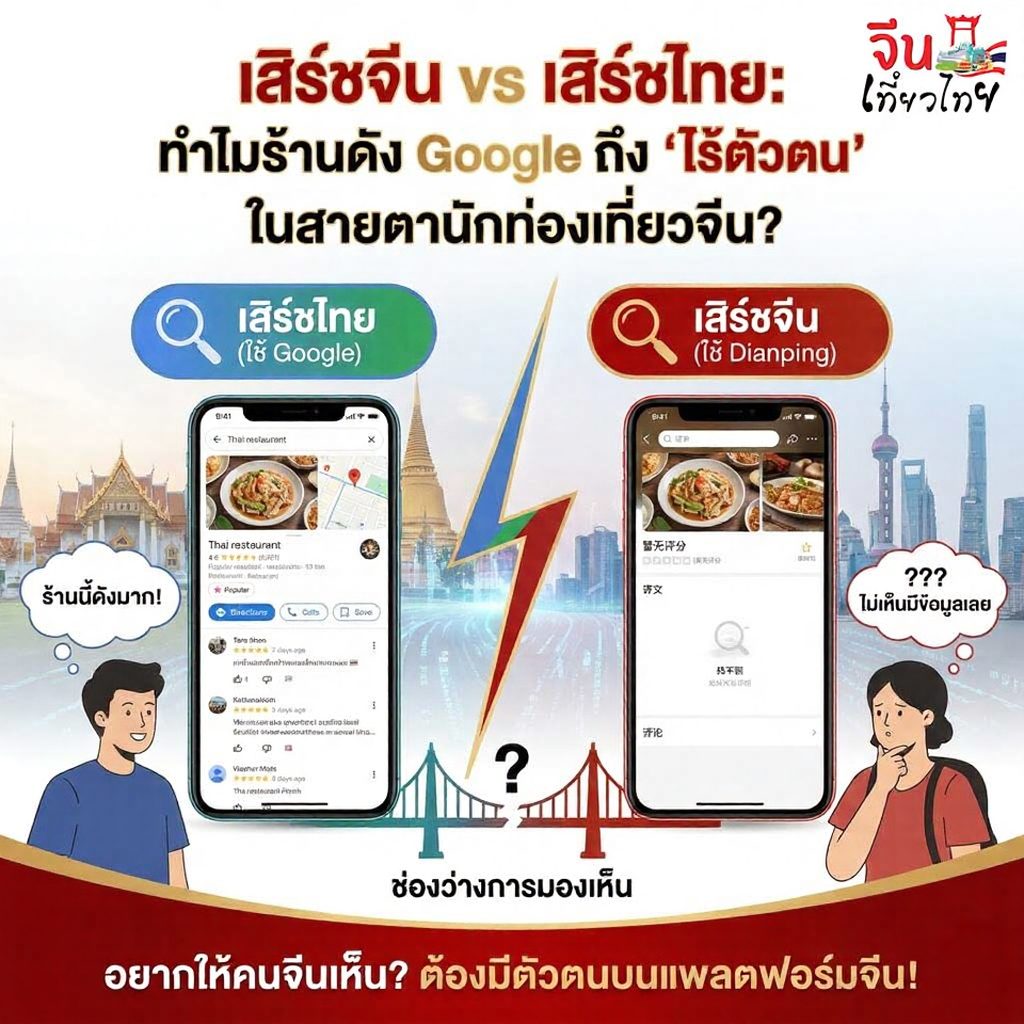 เสิร์ชจีน vs เสิร์ชไทย: ทำไมร้านดังใน Google ถึงไม่มีตัวตนในสายตานักท่องเที่ยวจีน