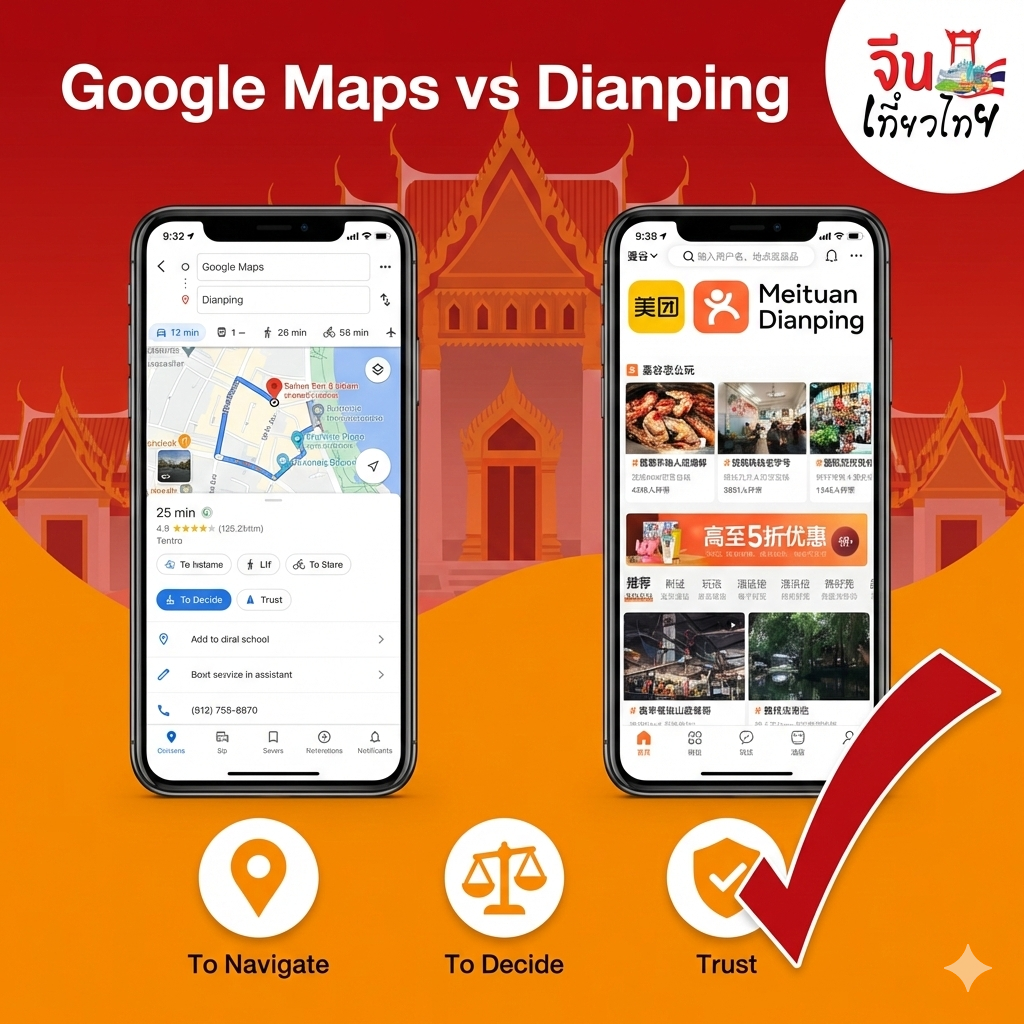 Google Maps vs Dianping มุมมองนักท่องเที่ยวจีนที่เจ้าของร้านไทย ควรรู้ ปี 2026